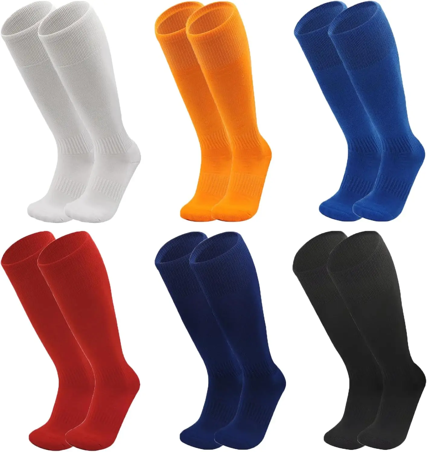 

1 Pair Knee High Cotton Soccer Socks EU32-45, Breathable Football Sports Socks for Adults Kids Basketball Baseball
