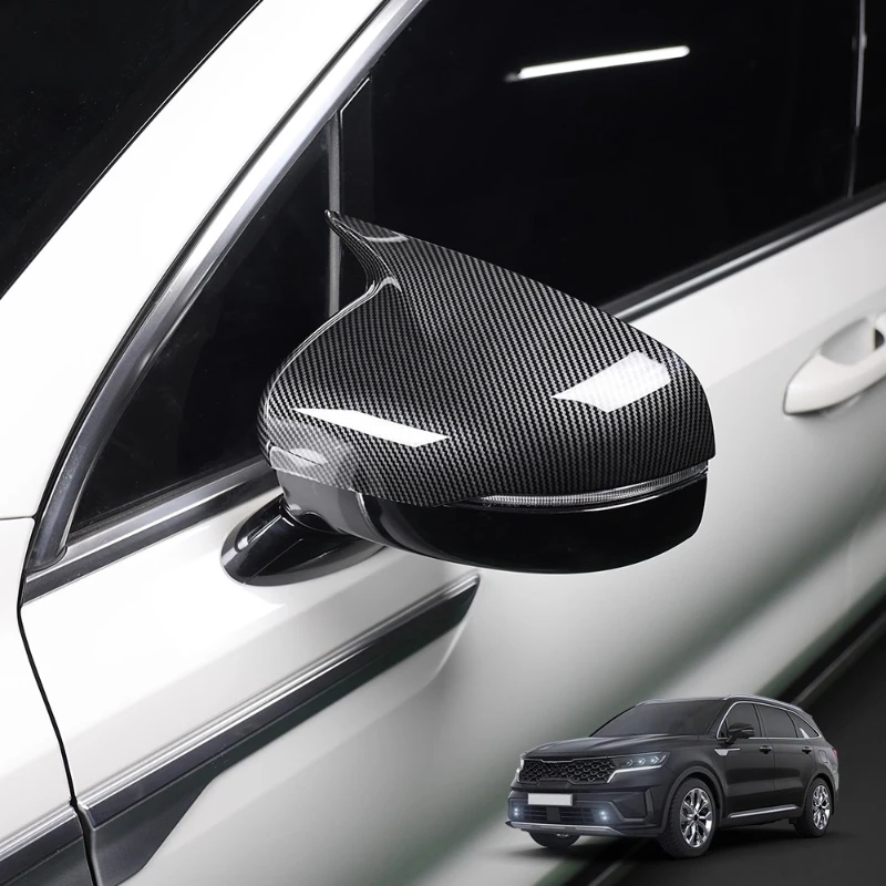 

Зеркало заднего вида для Kia SORENTO LHD RHD 2020-2026, углеродное волокно, блестящее черное внешнее модификация, аксессуары для модификации автомобиля