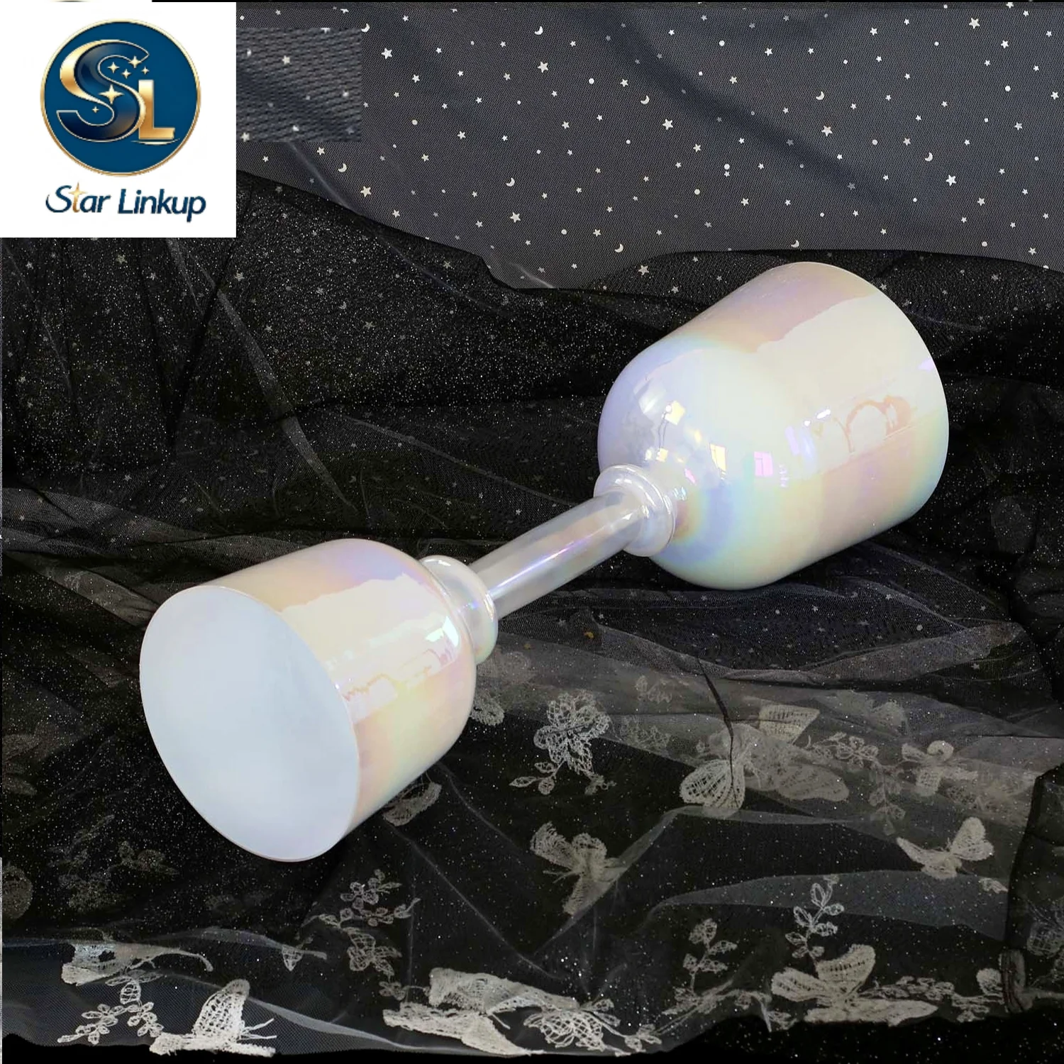 STAR LINKUP  432Hz 6-7inch Clear Double Headed Cosmic Light Crystal Hand-held Singing Bowls