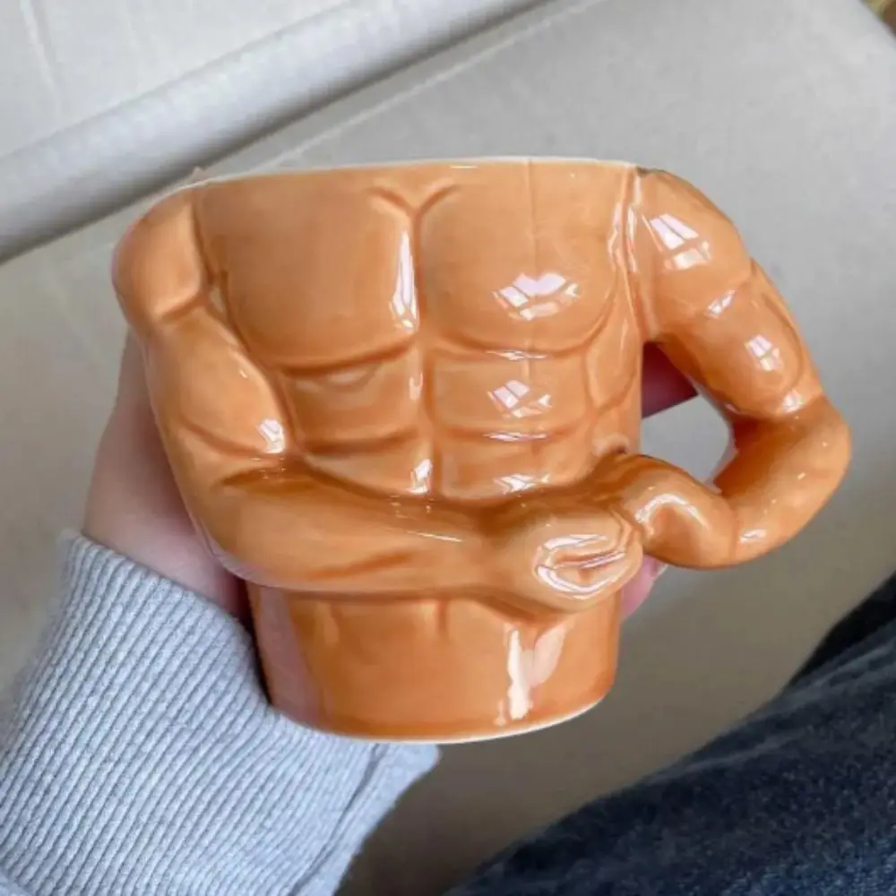 

With Handle Ceramic Pectorales Mugs Gift Box Funny Design Muscle Man Mug Creative Shape Ceramic Material Creative Ceramic Mugs