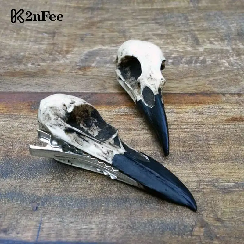Goth Fashion Simulation Skeleton Crow Head Hairpin Dark Creative Horror Fun Hair Clip For Women Halloween Party Hair Accessories image 2