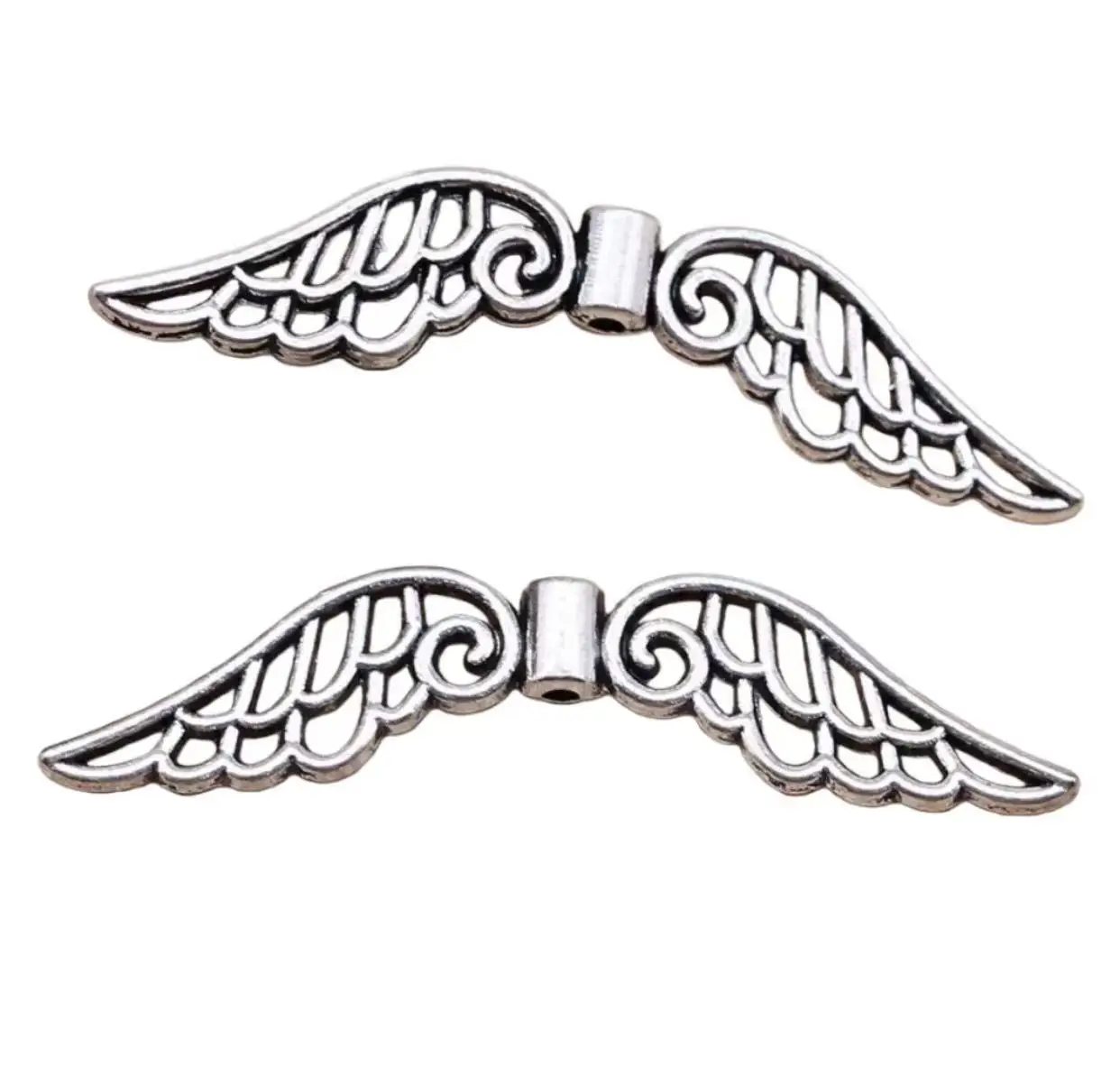 

10pcs 52x12mm,hole:1.5mm Vintage 2sided hollow wing beads for handmade acessories Zinc alloy metal HW3529