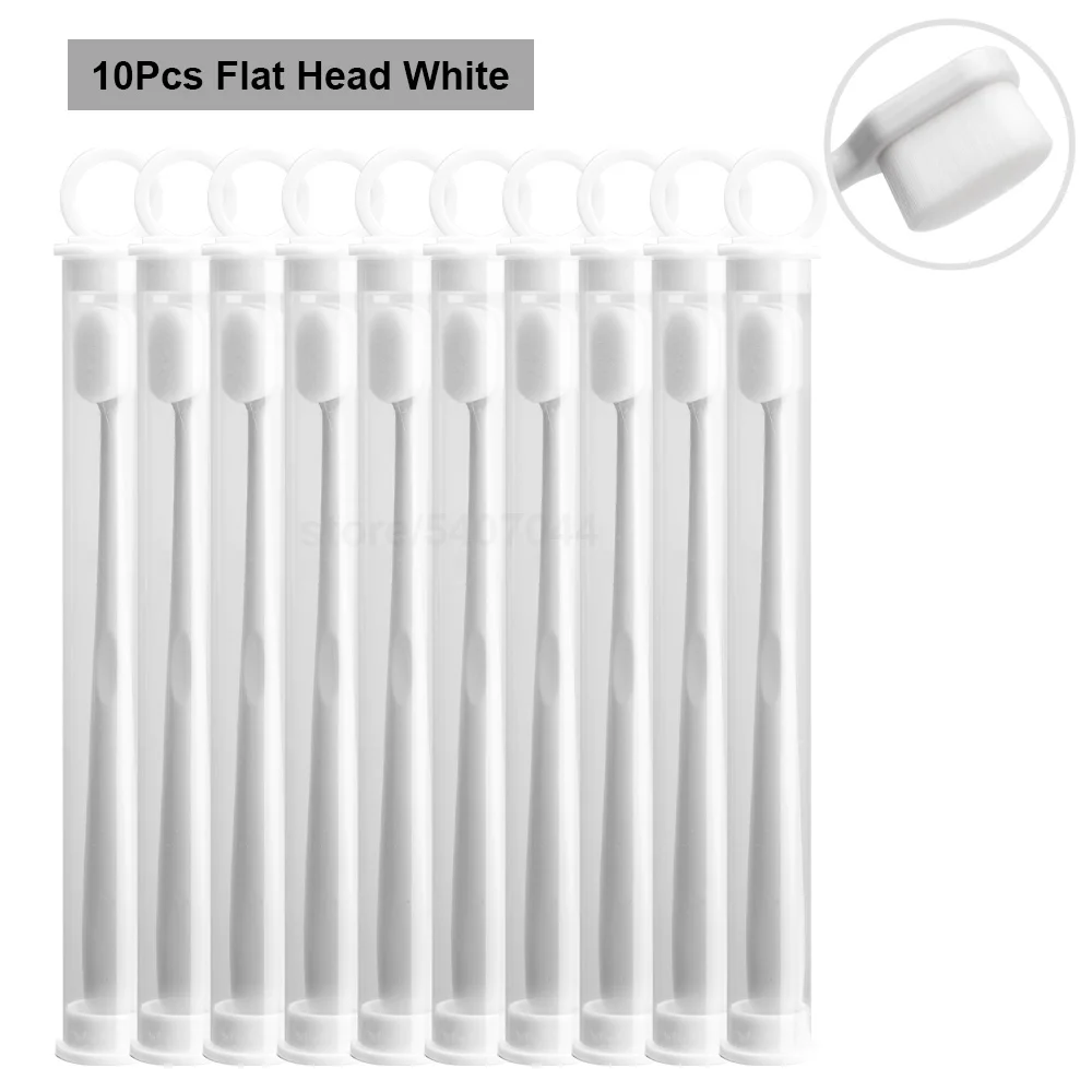 10pcs Ultra-thin Toothbrushes Wave Nano Million Bristles Micro Soft Tooth Brush With Holder Portable Oral Care Eco Product Kit