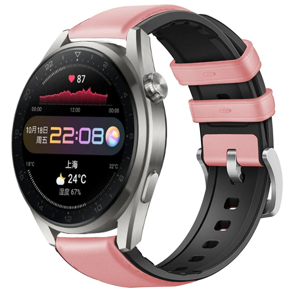 Ремешок силиконовый для Huawei GT2 GT3 Pro 46 мм, кожаный сменный Браслет для часов Honor Magic 1 2 Watch 3 Pro, 22 мм