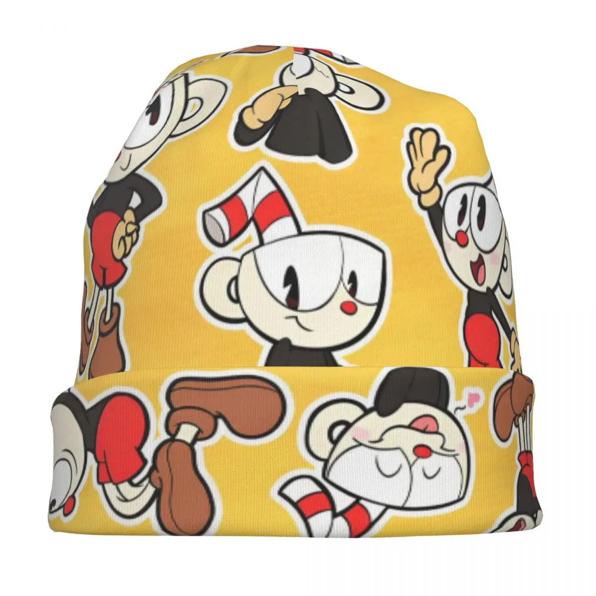 Great Retro Game Battle Cuphead Skullies Beanies Hats Cute Hip Hop Unisex Street Cap Warm Thermal Elastic Bonnet