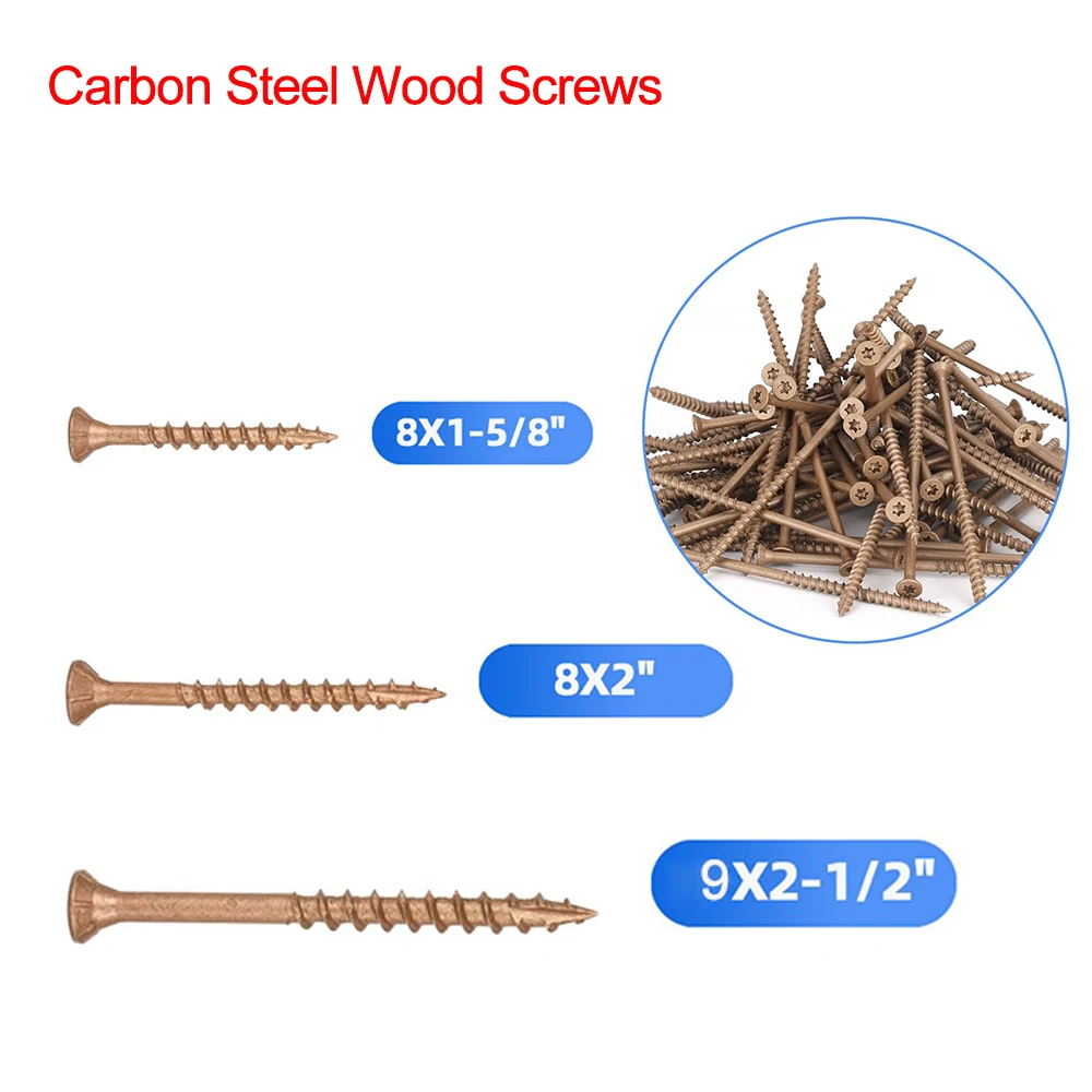 

1pc Wood Screws Torx Drive Flat Head Deck Screws #8x1-5/8" 8*2" #9x2-1/2" Twist Shank Star Drive Deck Screws for Fences Frames