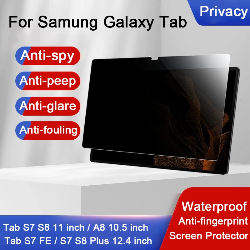 For Samung Galaxy Tab S6 Lite 10.4 S7 FE/Plus 12.4 S8 11 A8 10.5 inch Privacy Screen Protector Matte Anti-Peep Anti-spy Filter