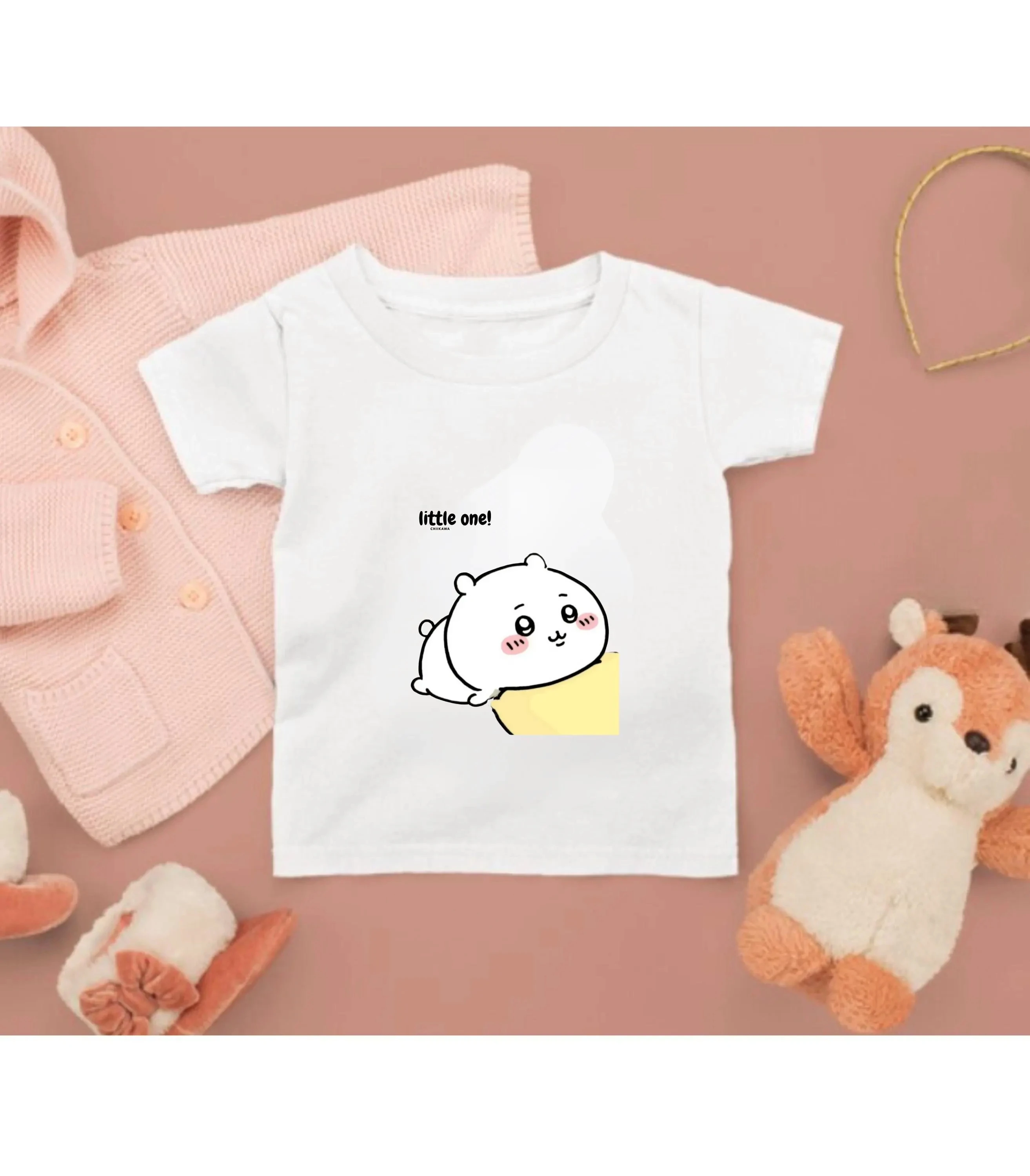 Kids Chiikawa Little One Cheese T-shirt Cute Cartoon Cotton Toddler Short Sleeve Tee Kawaii Infant Casual Clothes