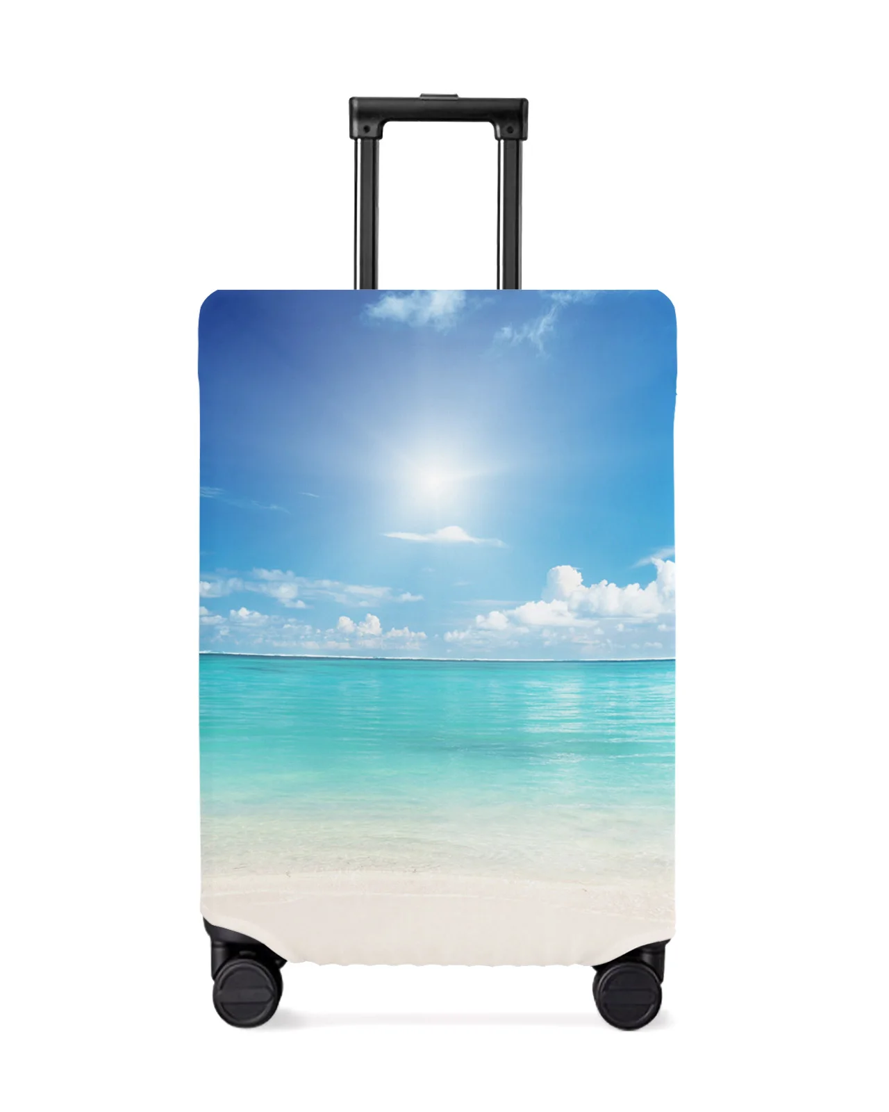 

Blue Seaside Beach Clouds Luggage Cover Stretch Suitcase Protector Baggage Dust Case Cover for 18-32 Inch Travel Suitcase Case