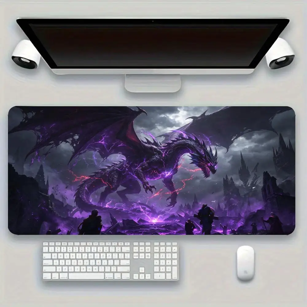 Mouse Pad Cool Mythical Dragon Volcano Lava Series Large Size Natural Rubber Anti‑Slip For Desktop Laptop Bedroom Office