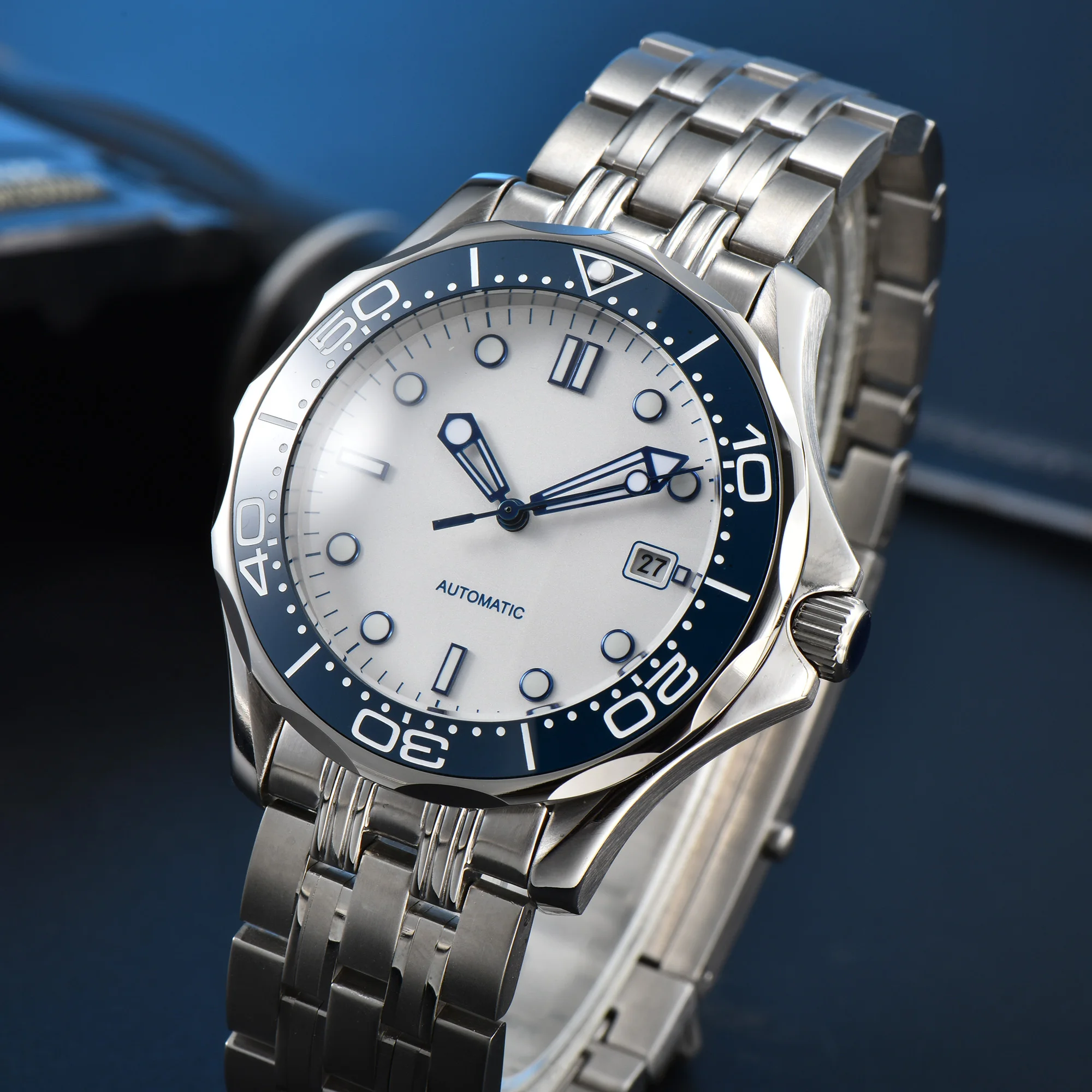 

41MM007 Men's Watch Waterproof Mechanical Rotary Ceramic Ring Business Automatic Watch Steel Band Clock