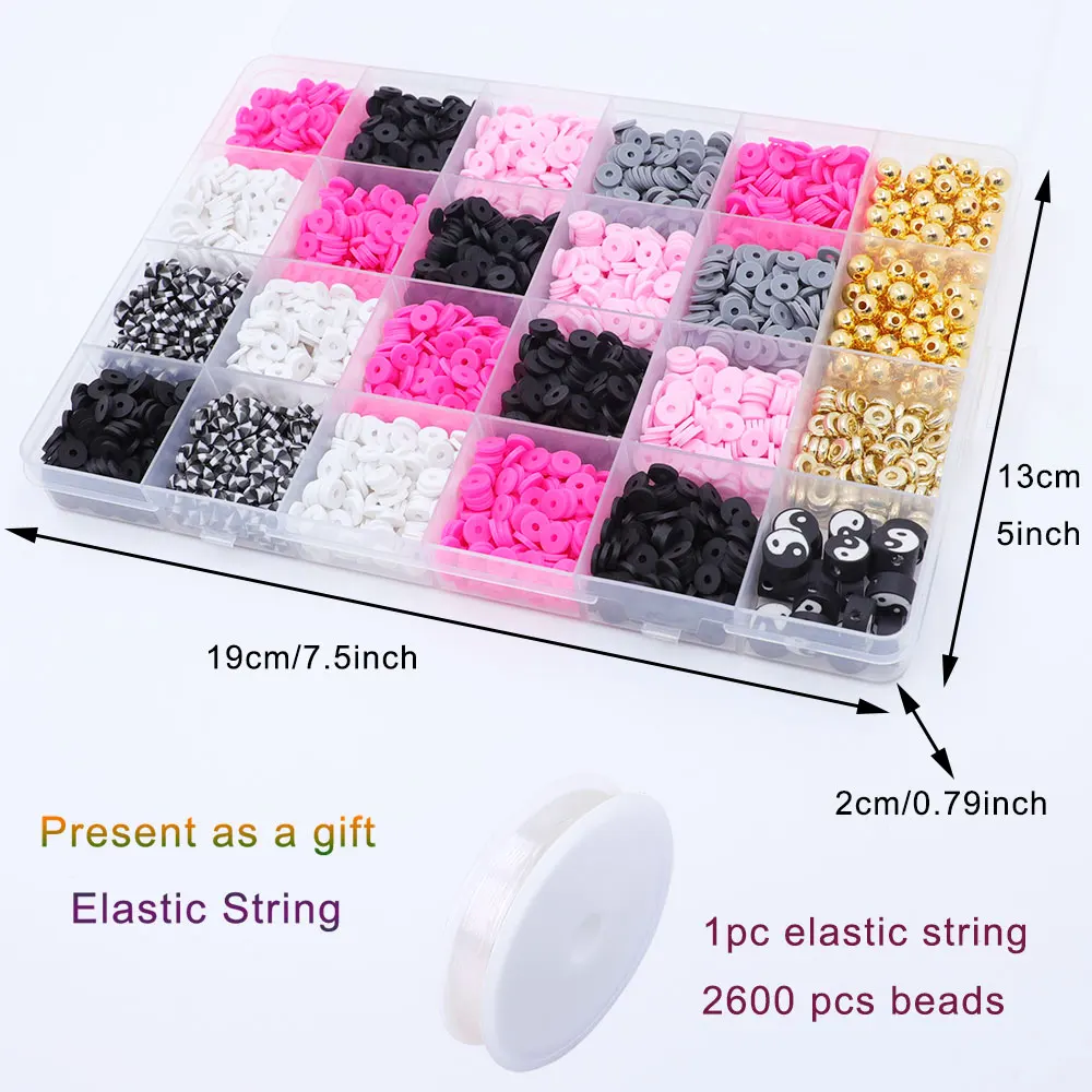 DIY Bead and Mud Bead Bracelet Making Set Yin Yang Bagua Friendship Bracelet for Women Color Collision Mud Bead Jewelry Making