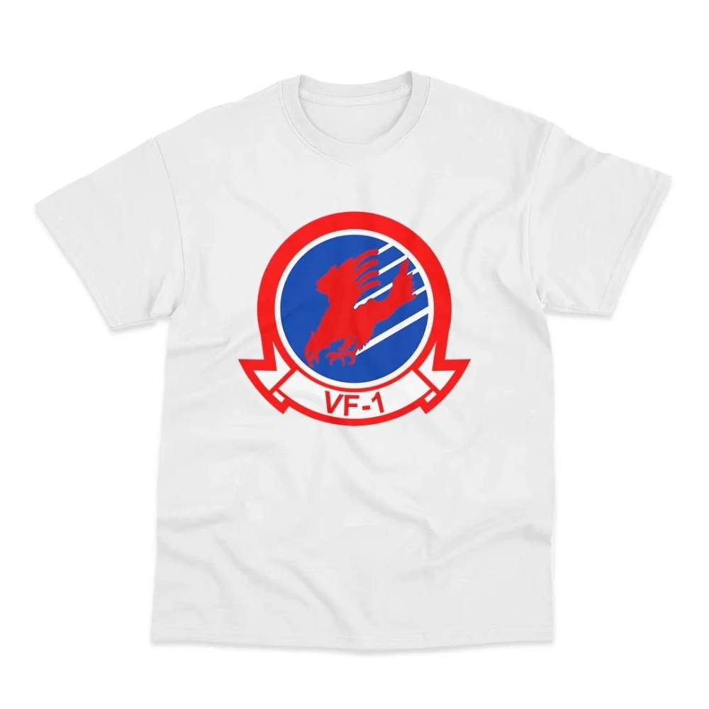 VF-1 Wolfpack T-shirt Men's Classic Navy Fighter Squadron Badge T-shirt Retro Aviation Street Style Loose Casual Top harajuku