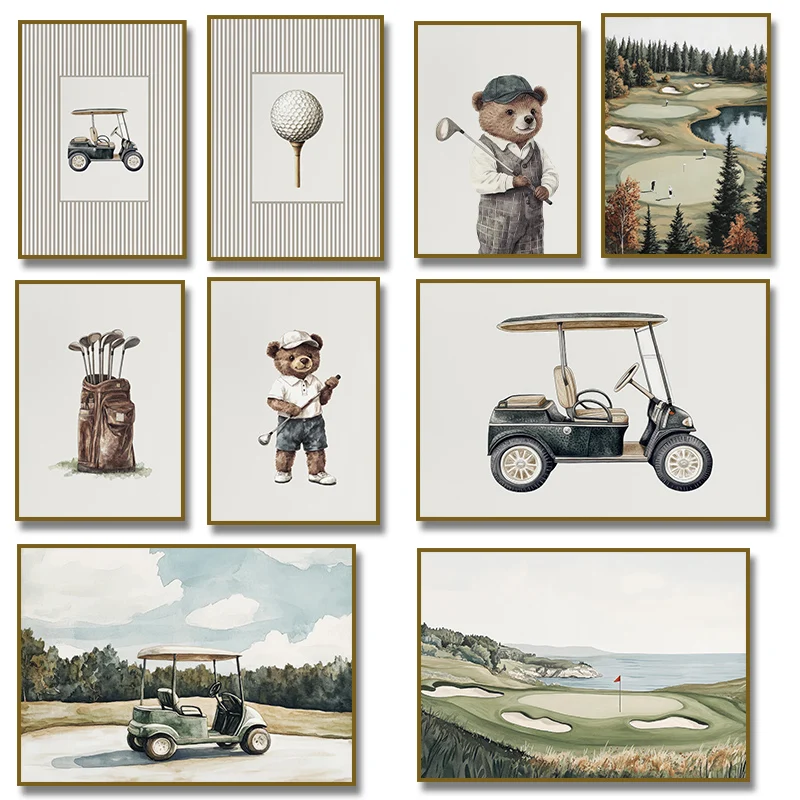

Teddy Bear Golf Bag Golf Course DIY Diamond Painting Home Decoration