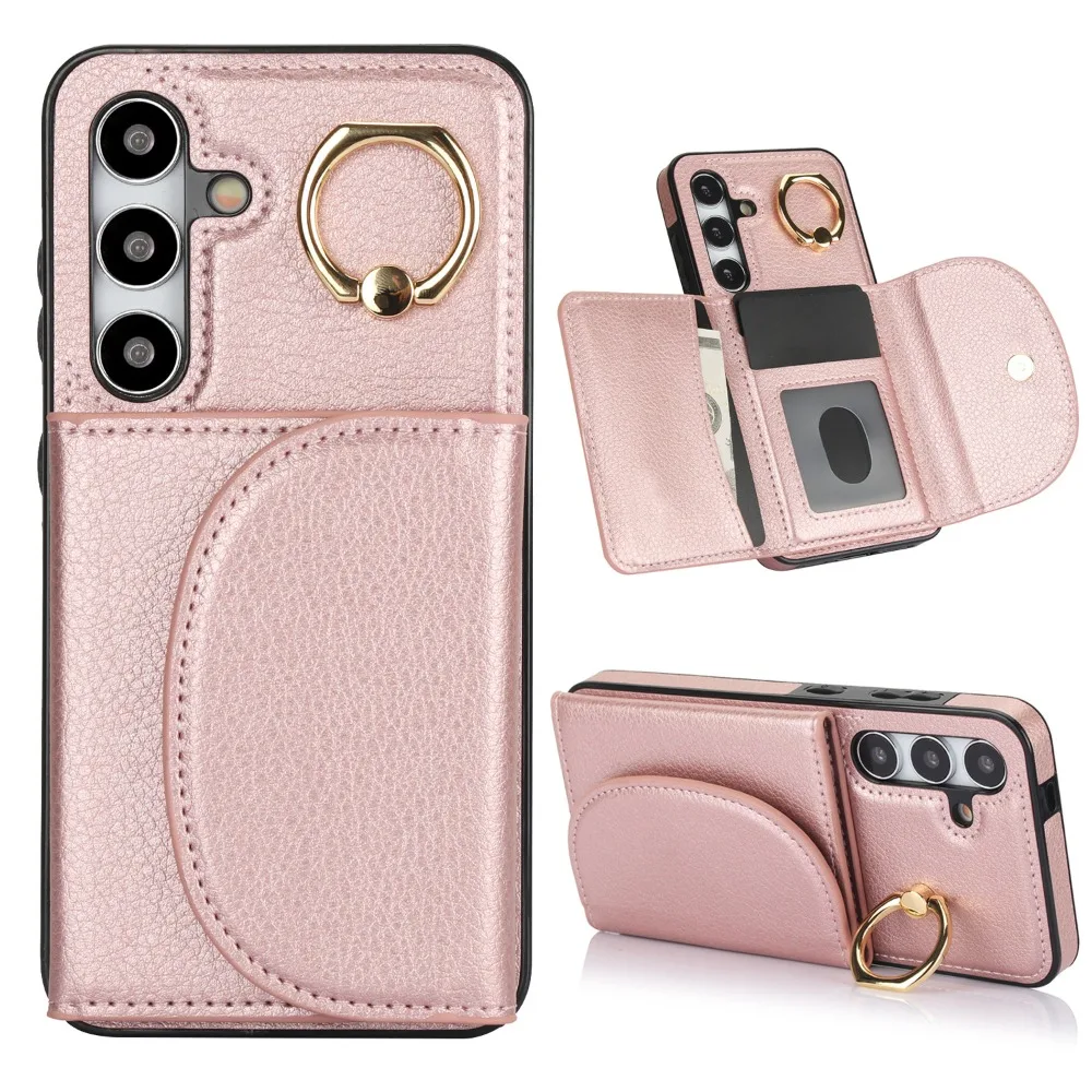 Ring Stand Card Wallet Case for Samsung Galaxy S21 S23 FE S22 S24 Ultra Plus A54 A53 A52S A52 A73 A72 A15 A14 A13 5G A71 A51 4G