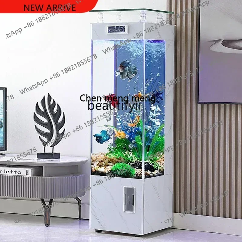 

X X Three-Dimensional Fish Tank Living Room Aquarium Floor-Standing Family Square Automatic Light Luxury Cube Change Water