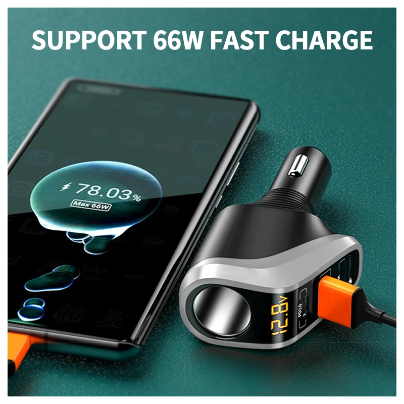 BLALION 180W USB Car Charger Super Fast Charging QC3.0 PD 66W Quick Charge Cigarette Lighter Socket For iPhone Xiaomi Samsung