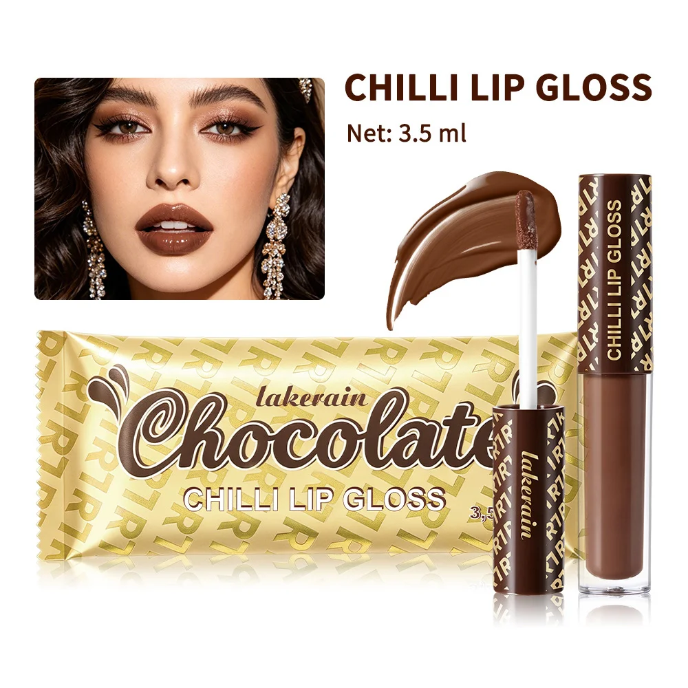 Chocolate Chilli Lip Gloss Lip Gloss Instant Plump Lips Mirror Gloss Finish Moisturizing Non-drying Lip Plumper Lipstick Makeup