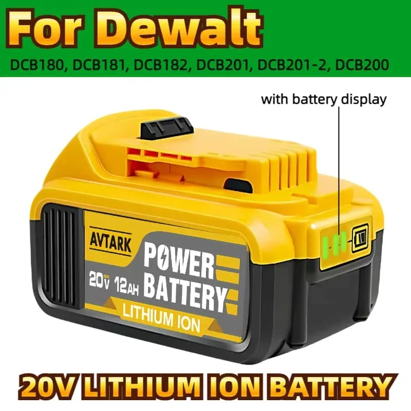 Original for Dewalt 20V, 12.0AH lithium 18V battery, for Dewalt DCB112 DCB200 fast charging, power tools rechargeable battery