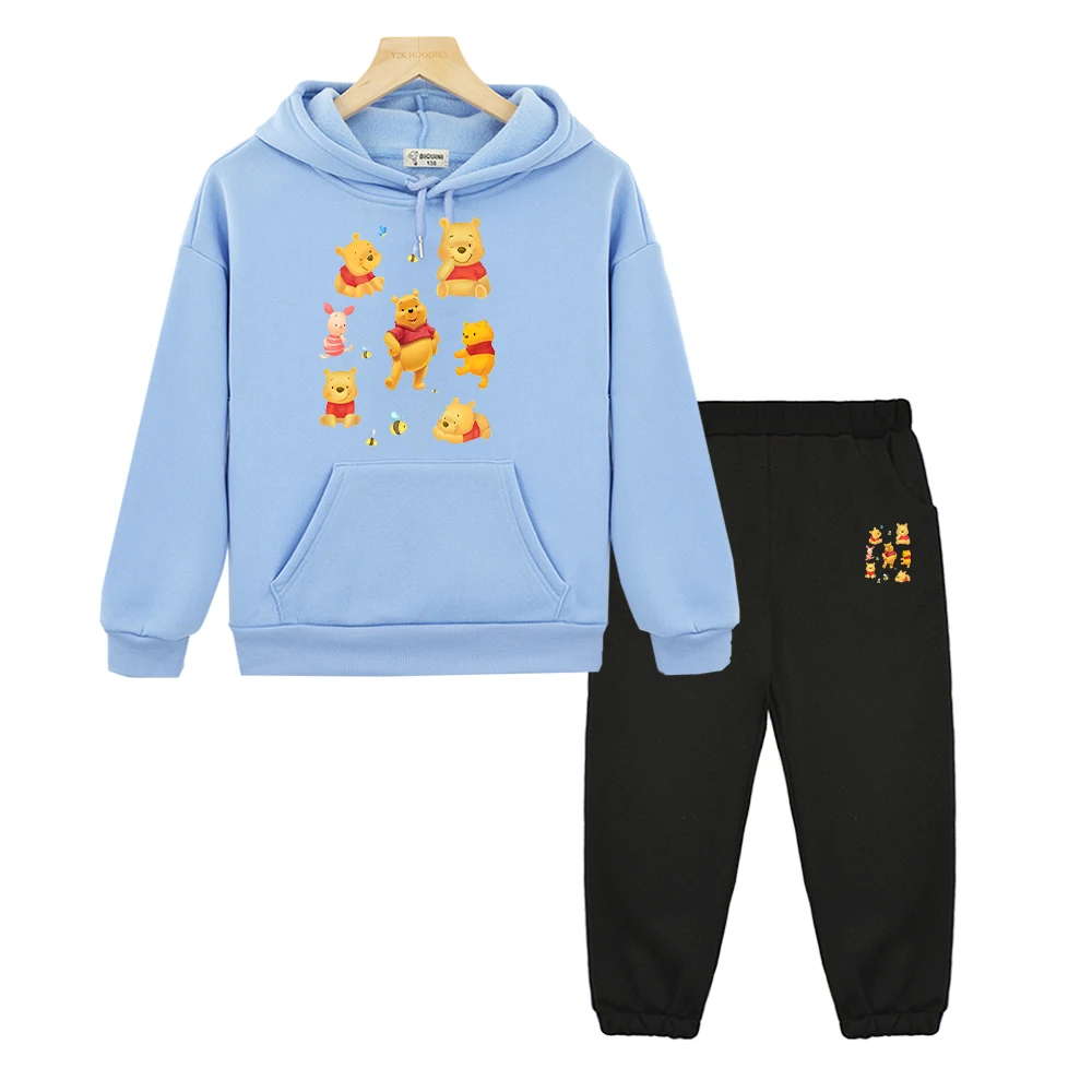 

Disney print hoodie+Pants boy girl Hooded Sets y2k sudadera Pooh Bear hoodies Fleece Sweatshirt pullover kids boutique clothes