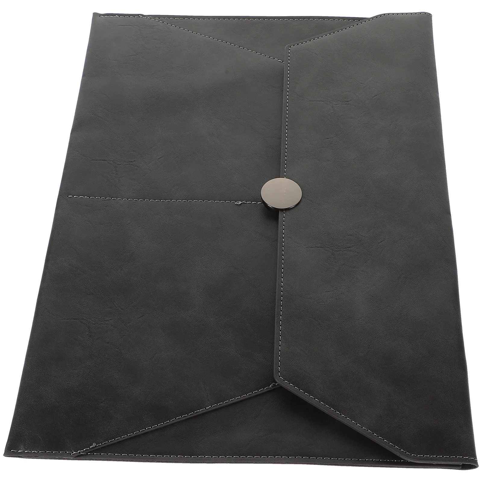 

Business File Bag Large Capacity Lightweight Imitation Document Holder Snap Button Closure Portable File Folder