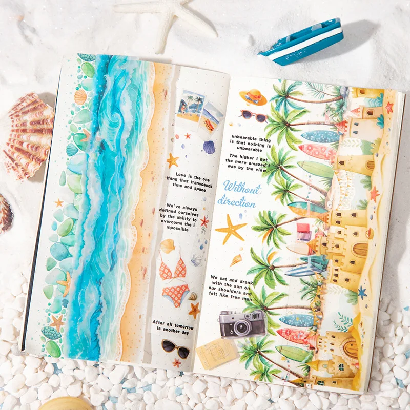 2 pçs/1 lote fitas adesivas decorativas verão beira-mar scrapbooking diy papel scrapbooking adesivos