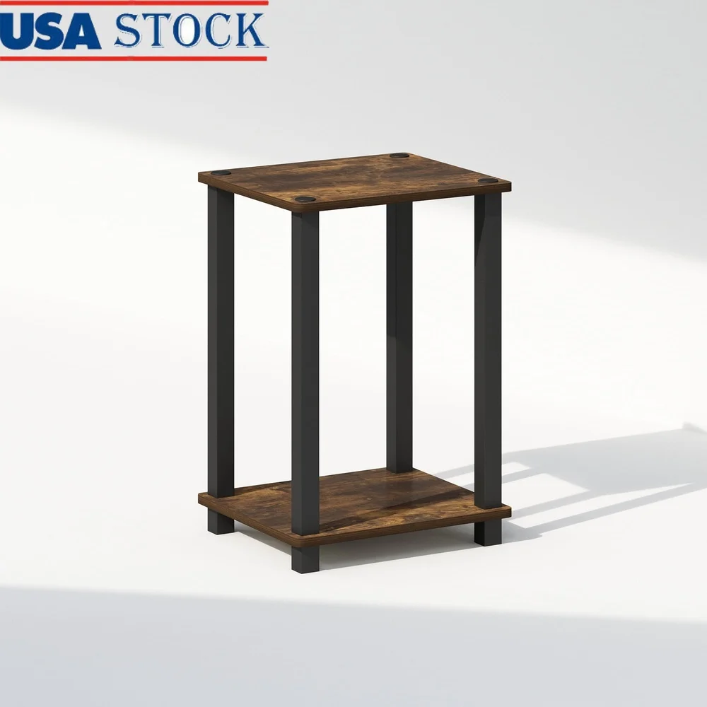 

Simplistic Compact Bedside Table Nightstand Amber Pine/Black