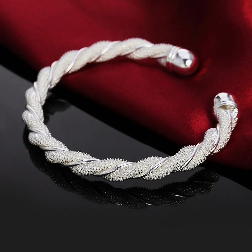 korean fashion 925 sterling Silver Bracelets fine Twisted wire bangles for Women Party luxury wedding accessories Jewelry