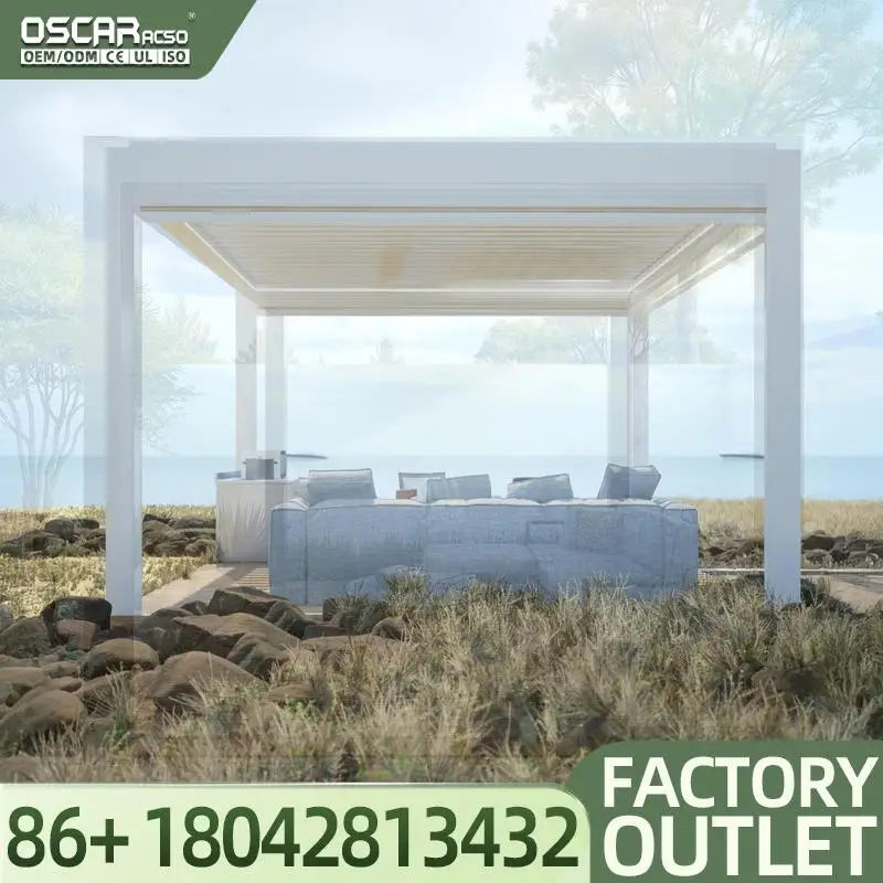 3m X 6m Bioclimatic  Aluminum 5 X 3m Powder Coated Frame Pressure Treated Wood Nature Friendly for Garden Patio Backyard Pergola
