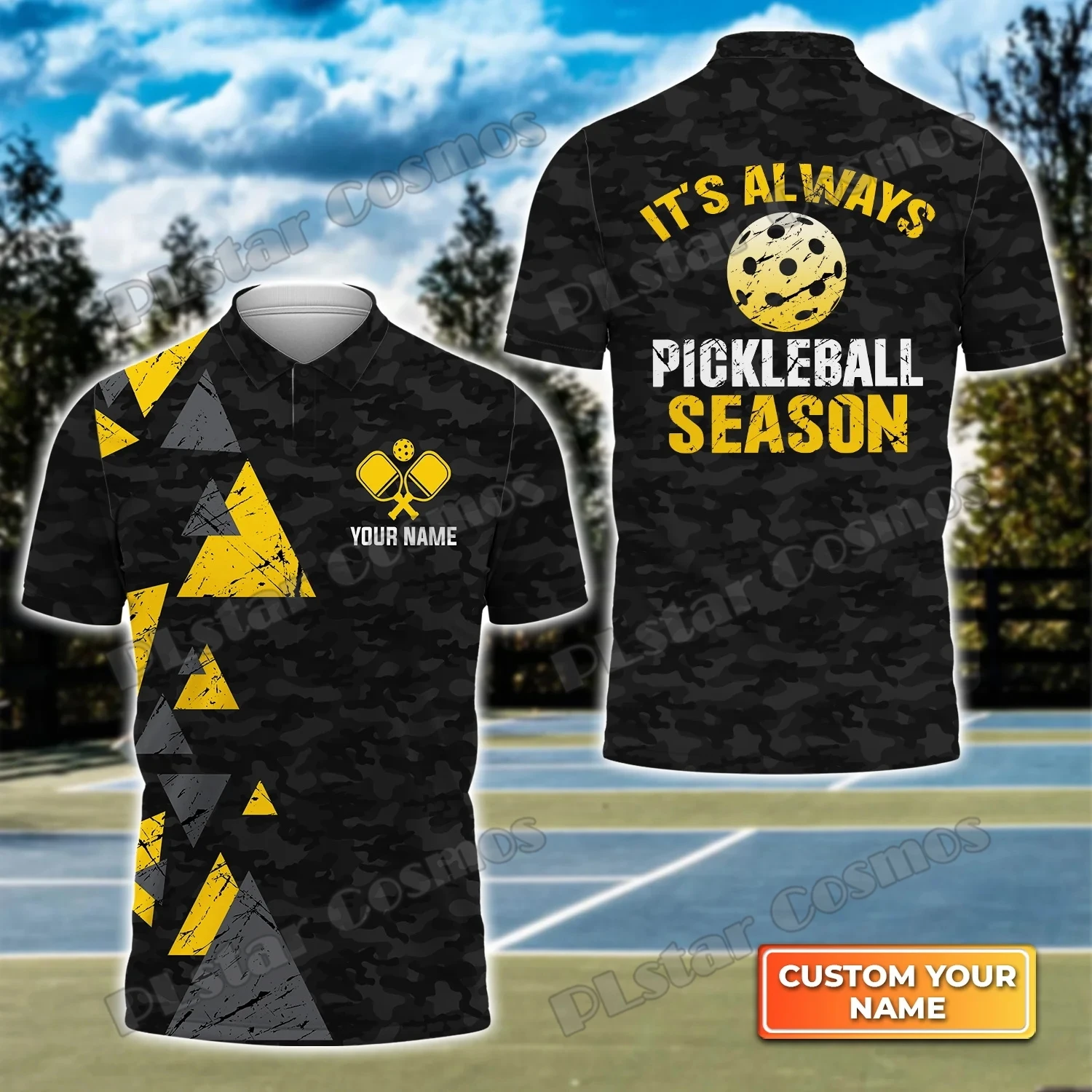 Polo con nombre personalizado para hombre, Camiseta con estampado 3D de primera calidad, estilo informal de calle, regalo para jugador de Pickleball WK66