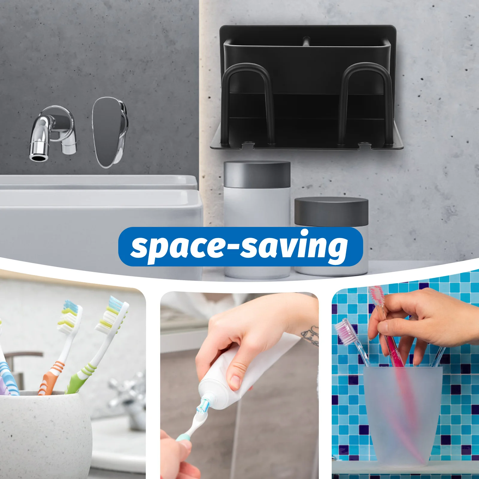 

Bathroom Accessories Cup Storage Rack ganizer Wall Mount Metal Toothbrush Rack Shelf Bath Metal Toothbrush Holder Decor