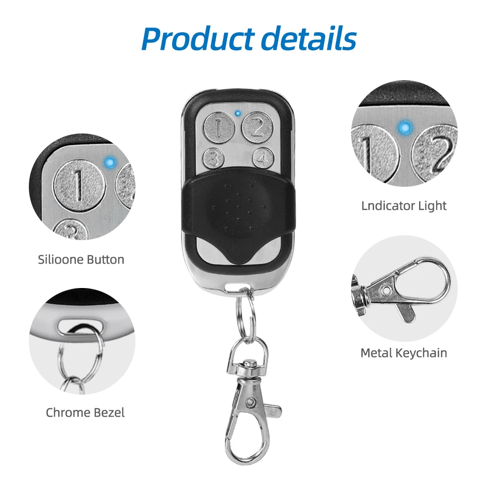 433mhz Wireless Remote Control Car Key Garage Door Gate Opener Remote Control Duplicator Clone Cloning Code 4 Button Transmitter