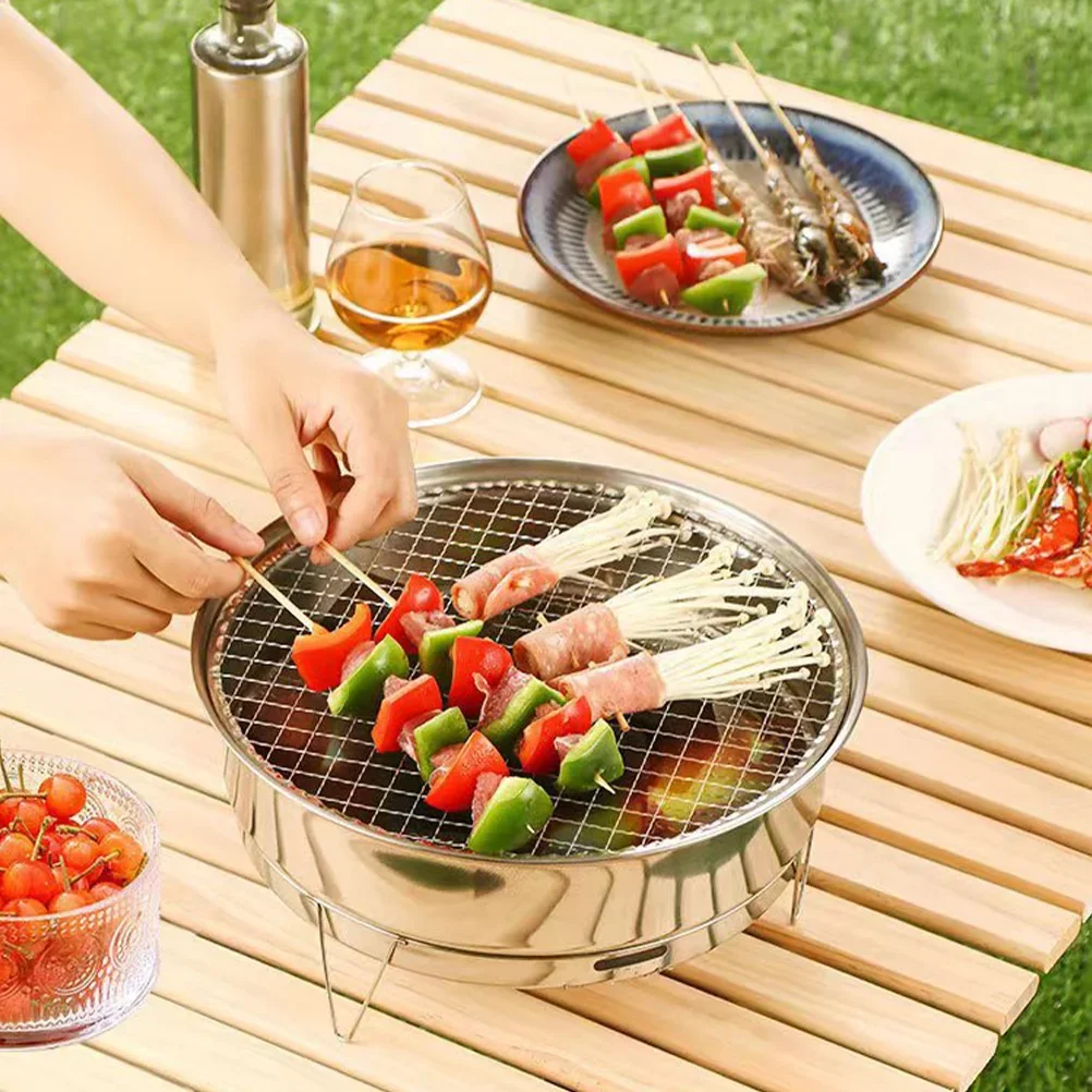 Outdoor Barbecue Grill Camping Accessories Charcoal Bbq Rack Stove Portable Cooking Grate Tool Mini Brazier Fire