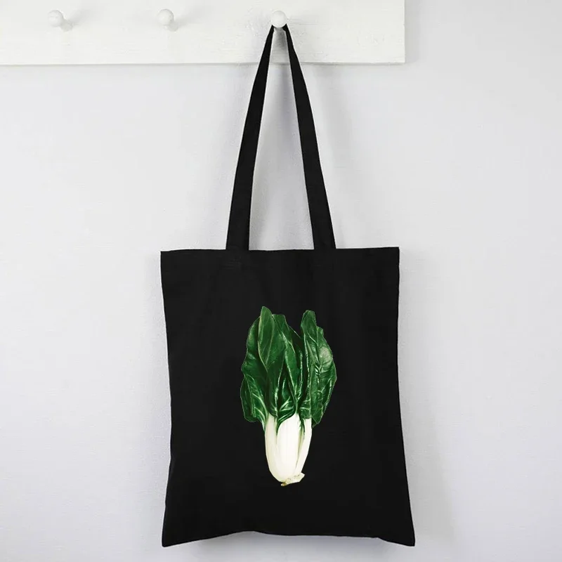 Vegan Pop Art Cabbage Tote Bag Canvas Cartoon Art Cabbage Shopping Bag Vegan Reusable Shopping Bag Fashion M