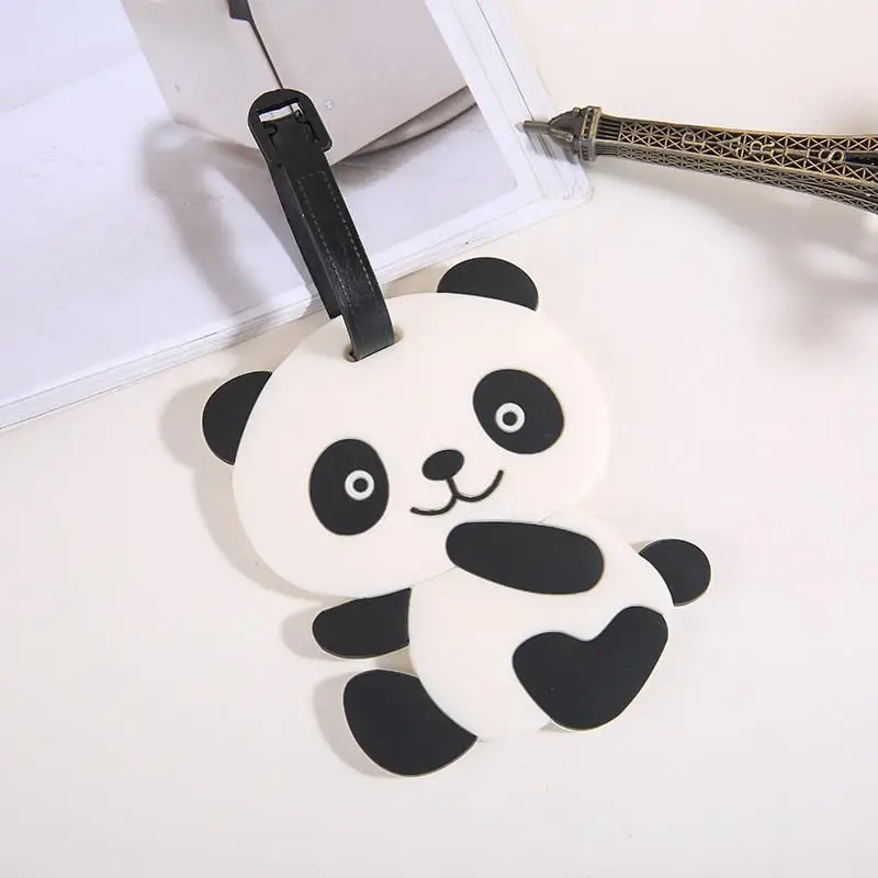 Niedliche Gepäckanhänger aus Silikon in Panda-Form mit verstellbarem Riemen, wasserdicht für Geschäftsreisen – Detail 3