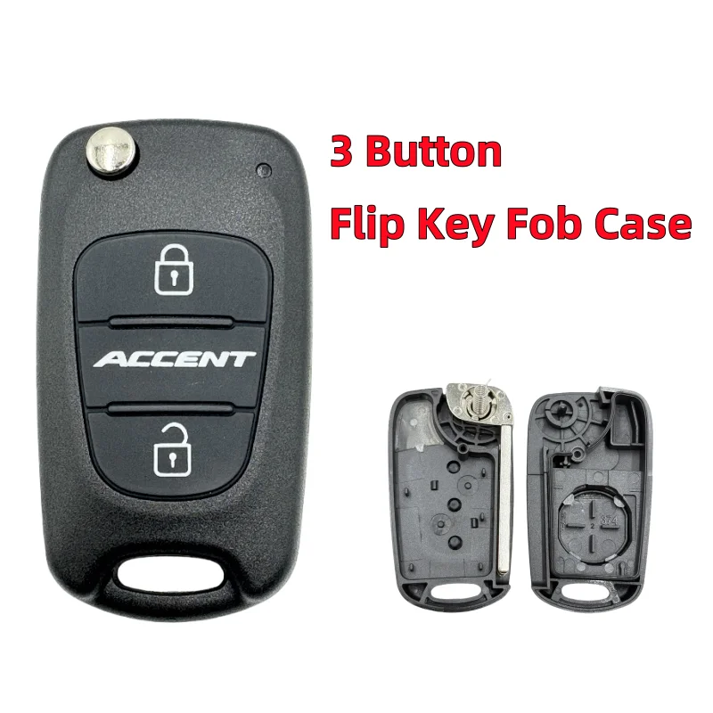 

For Hyundai Accent Solaris 2011 2012 2013 2014 2018 I30 IX35 3 Buttons Flip Folding Remote Car Key Shell Keyless Entry Fob Case