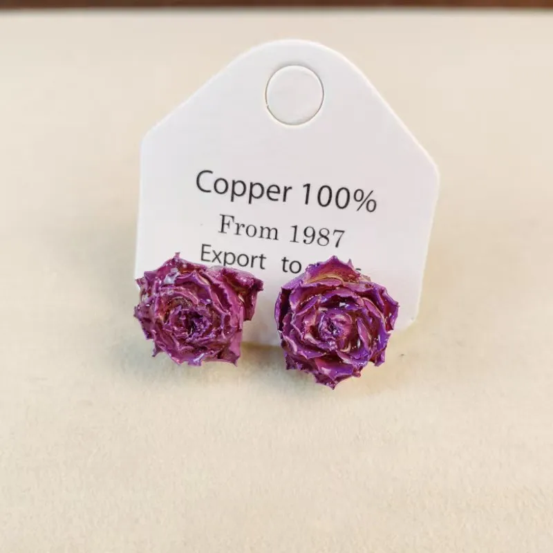 

Multicolor Immortal Rose Stud Earrings Handmake Epoxy Resin Natural Rose Flower Earrings Creative Dried Flower Jewelry Wholesale