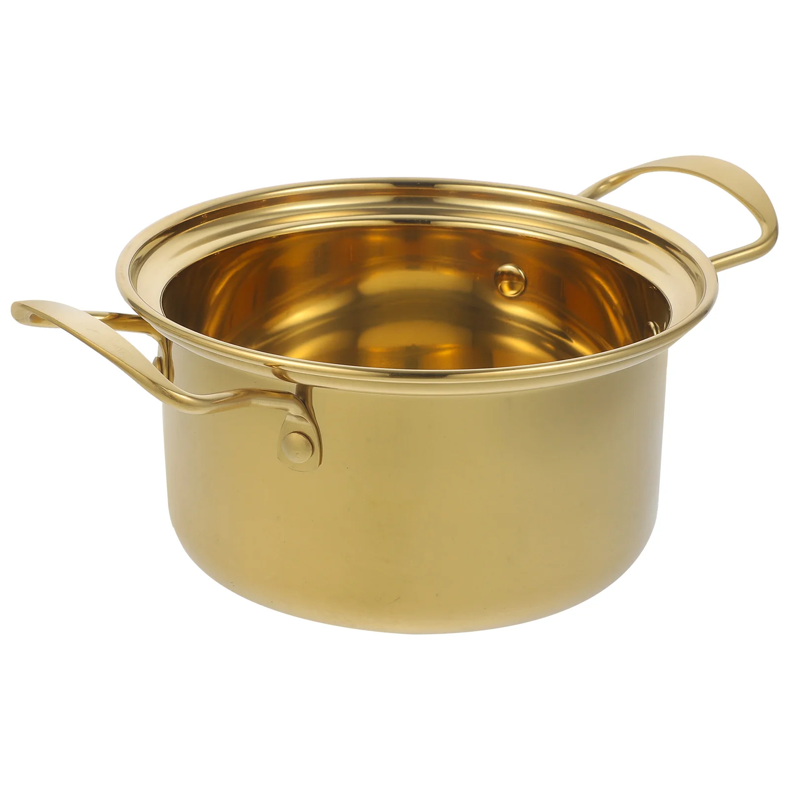 

Golden Single Stainless Steel Cooking Pot Lid Stainless Steel Soup Pot Easy Clean Soup Stock Kitchen Ramen Cookware