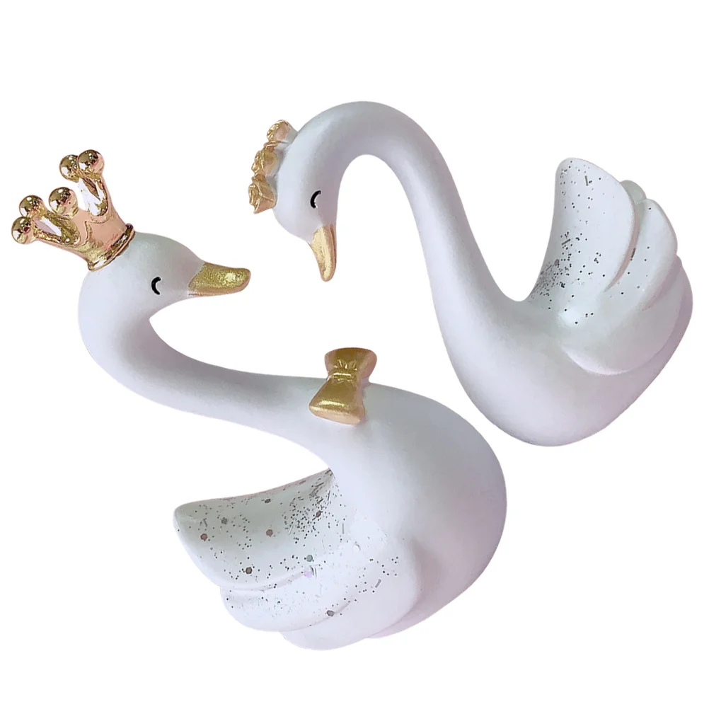 

2pcs 1 Pair Swan Resin Craft Cake Decor Car Decoration Home Decoration Home Decorative Ornament Kid Room Desktop Art Gift