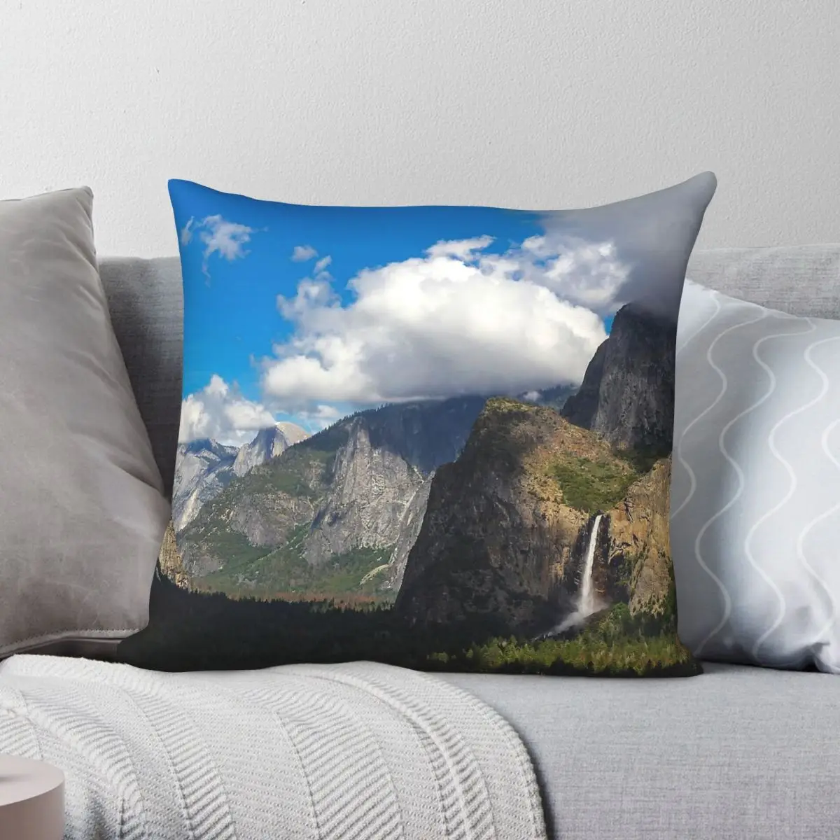 Yosemite National Park Tunnel View Square Pillowcase Polyester Linen Velvet Creative Zip Decor Pillow Case Car