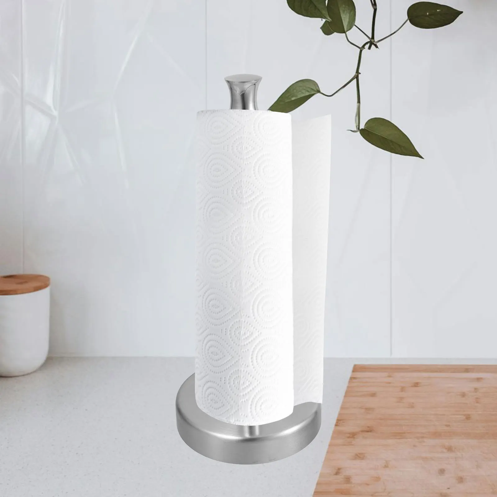 

2 PCS Stainless Steel Kitchen Paper Towel Holder Rail Dispenser Countertop Holders Rack Metal Heavy Farmhouse