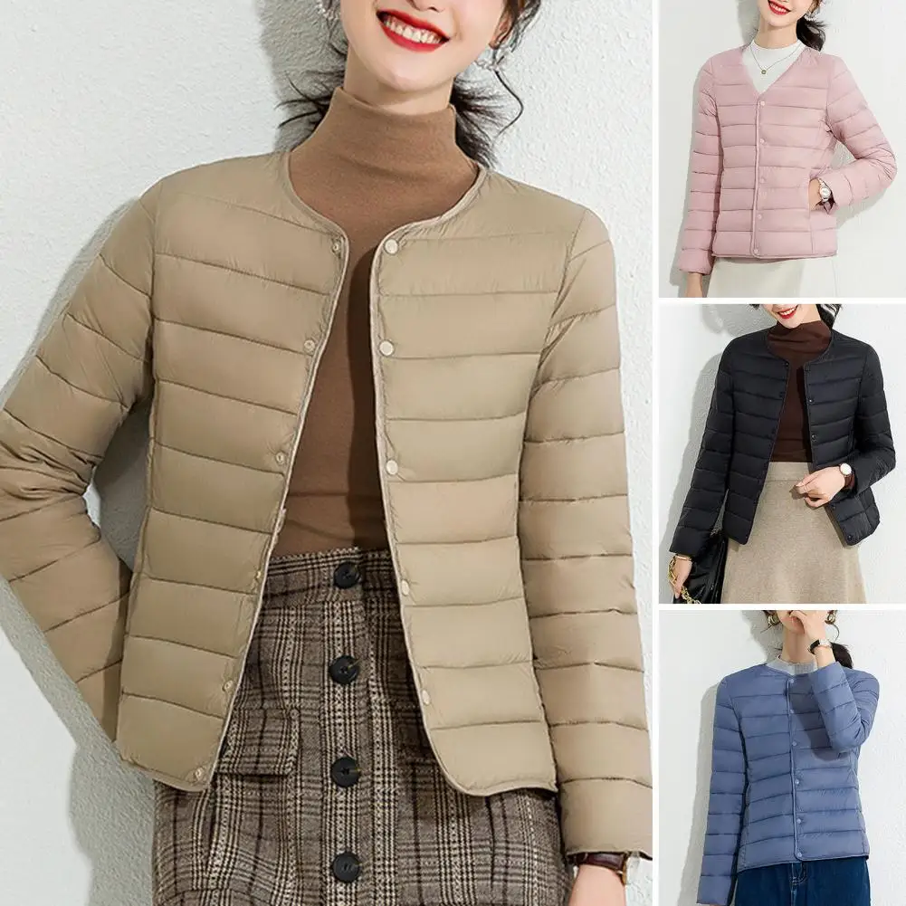 2024 New Women Puffer Jackets Autumn Winter Ultra Lightweight Packable White Duck Down Female Warm Korean Slim Coat