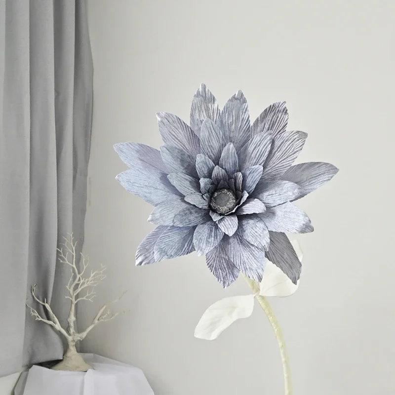 DIA 60CM Artificial Large Flower Head Velvet Chrysanthemum Welcome Road Flower Wedding Window Decoration Chrysanthemum