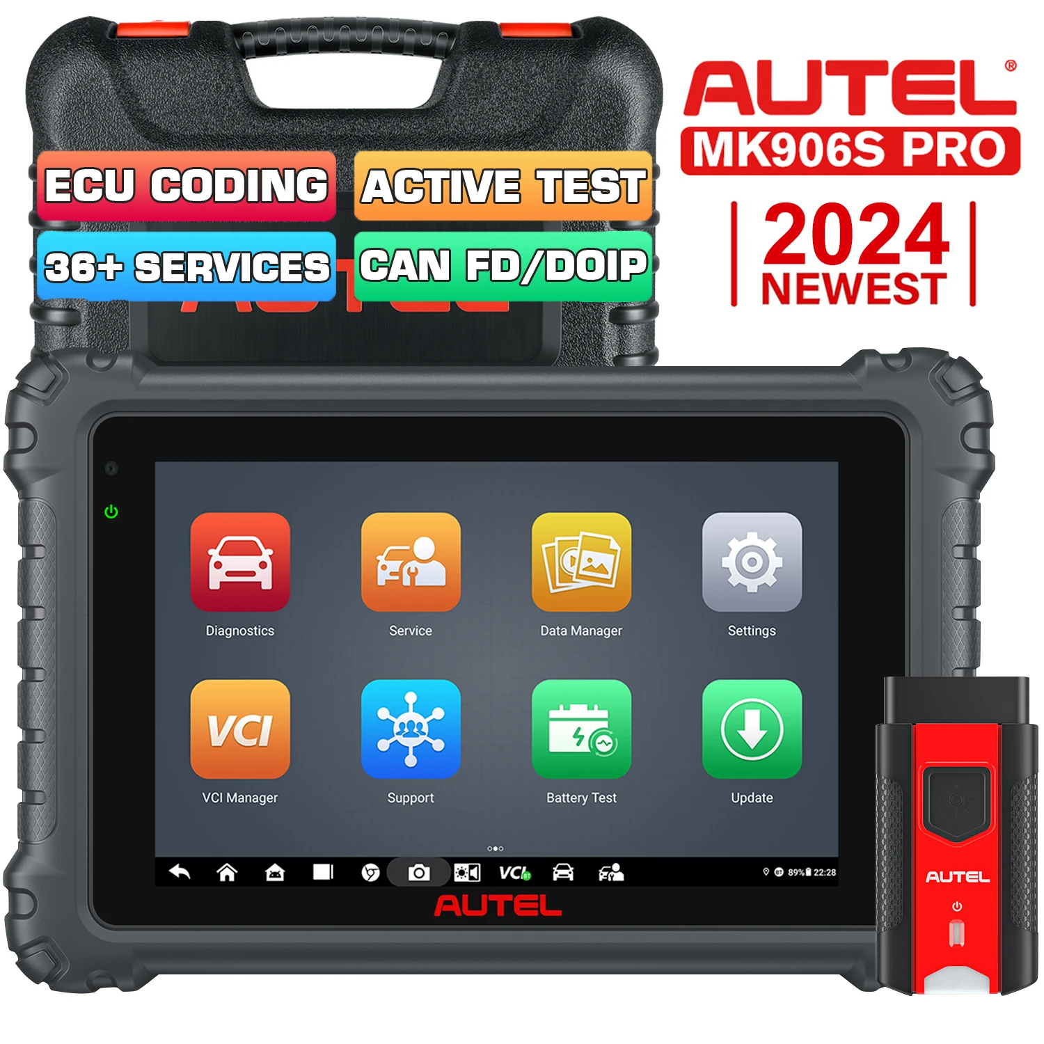 Autel MaxiCOM MK906 Pro Diagnostic Tool Auto Scanner with ECU Coding, Hardware Upgrade of MK906BT,Active Test, 36+ Services