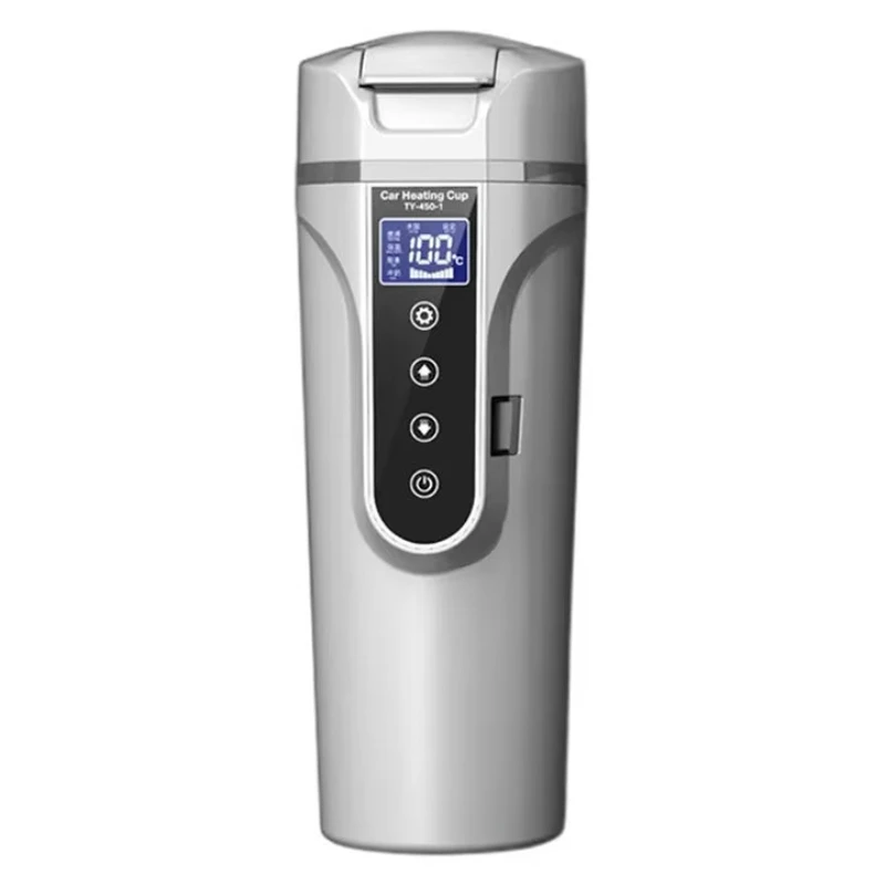 

High End Black White 500ml Stainless Steel Universal Electric Temperature Control Car Vehicle Smart Heating Cup Car Heating Mug