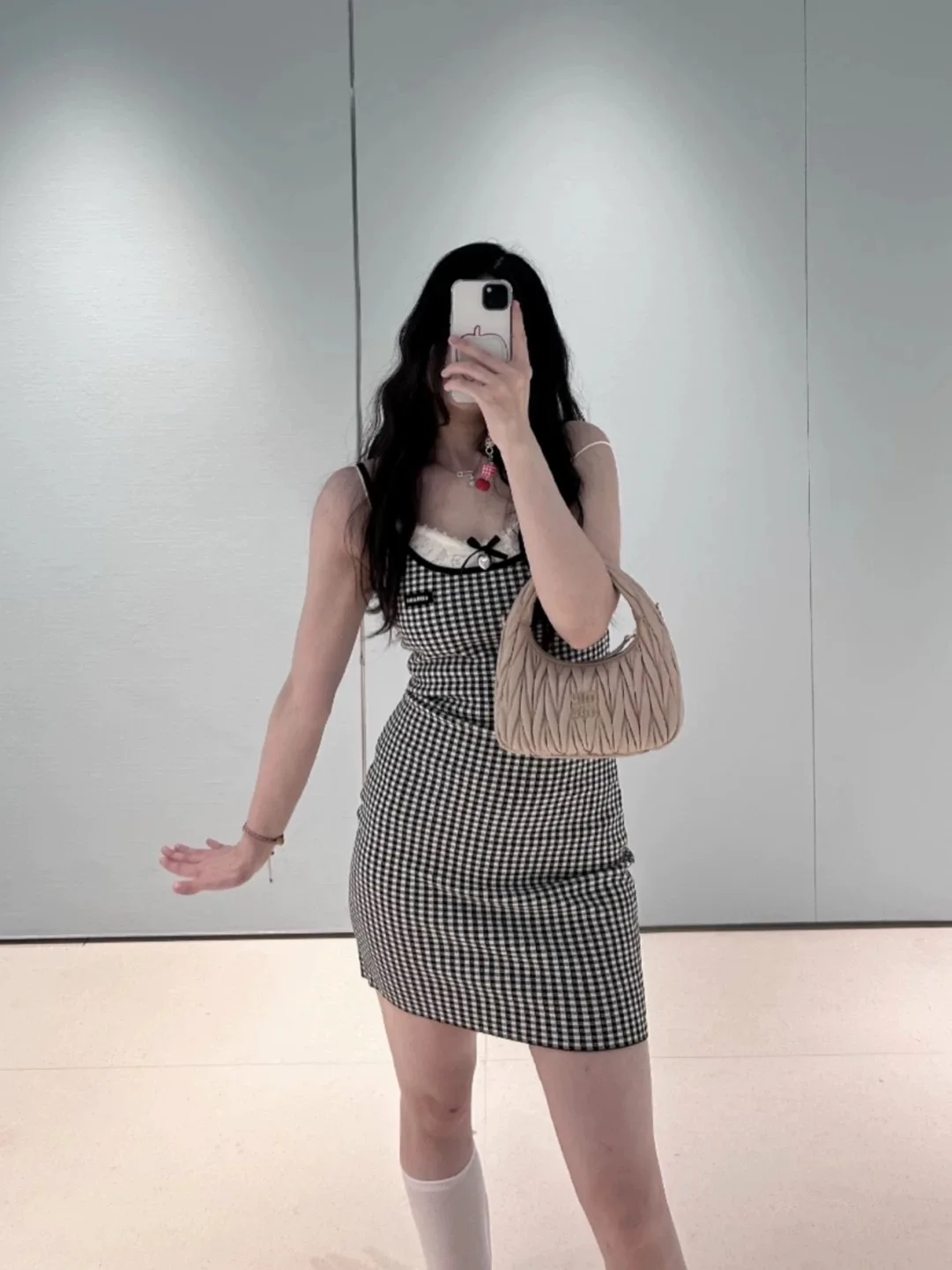 

LOTTIE High-End Summer New Letter Patch Logo Bla White id Knitted Waist-Cinching Dr Women's Dr A-Line Skirt