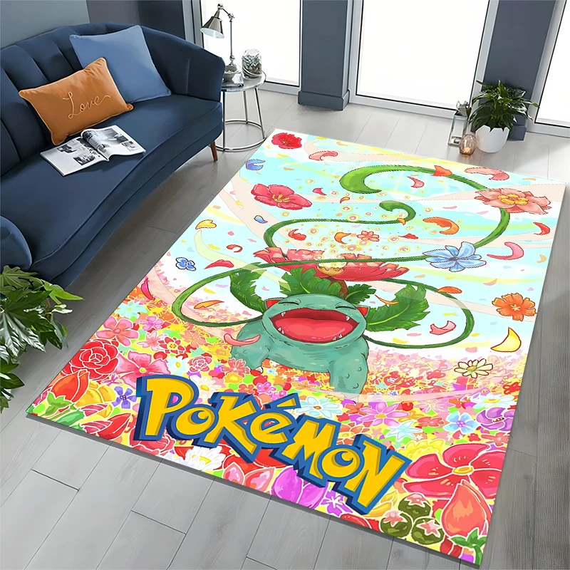 Pokemon Bulbasaur Room Rug Street Fashion Carpet for Bedroom Living Room Floor Mat Home Decor Non-Slip Chair Rug Gift