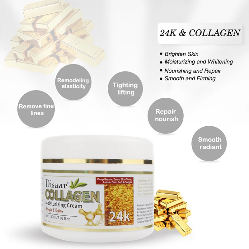 Skin Care 24K Golden Collagen Cream Anti Wrinkle Anti Aging Face Cream Dark Spot Remover Whiten Cream Korean Face Care Products