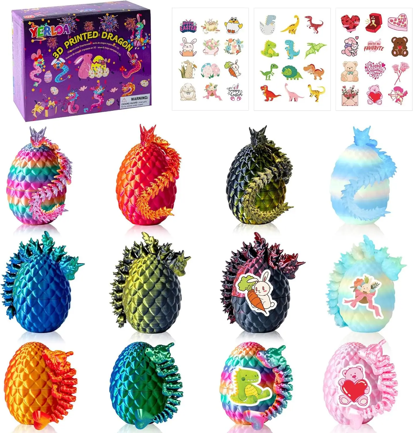 

3D-печатные пасхальные яйца с драконами и наклейками для самостоятельного декорирования, игрушки-антистресс для мальчиков, девочек и подростков