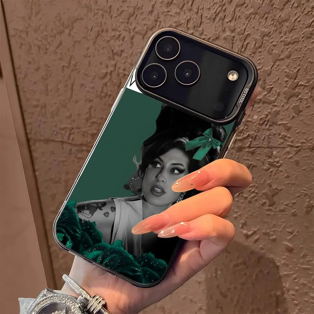 ايمي واينهاوس جراب هاتف آيفون 17 16 15 14 13 12 11 برو ماكس الهواء متعدد الألوان ماتي ليزر معدني أورورا فوندا